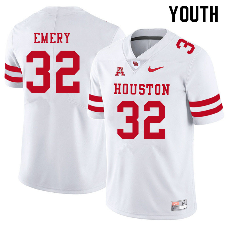 Youth #32 Jalen Emery Houston Cougars College Football Jerseys Sale-White - Click Image to Close
